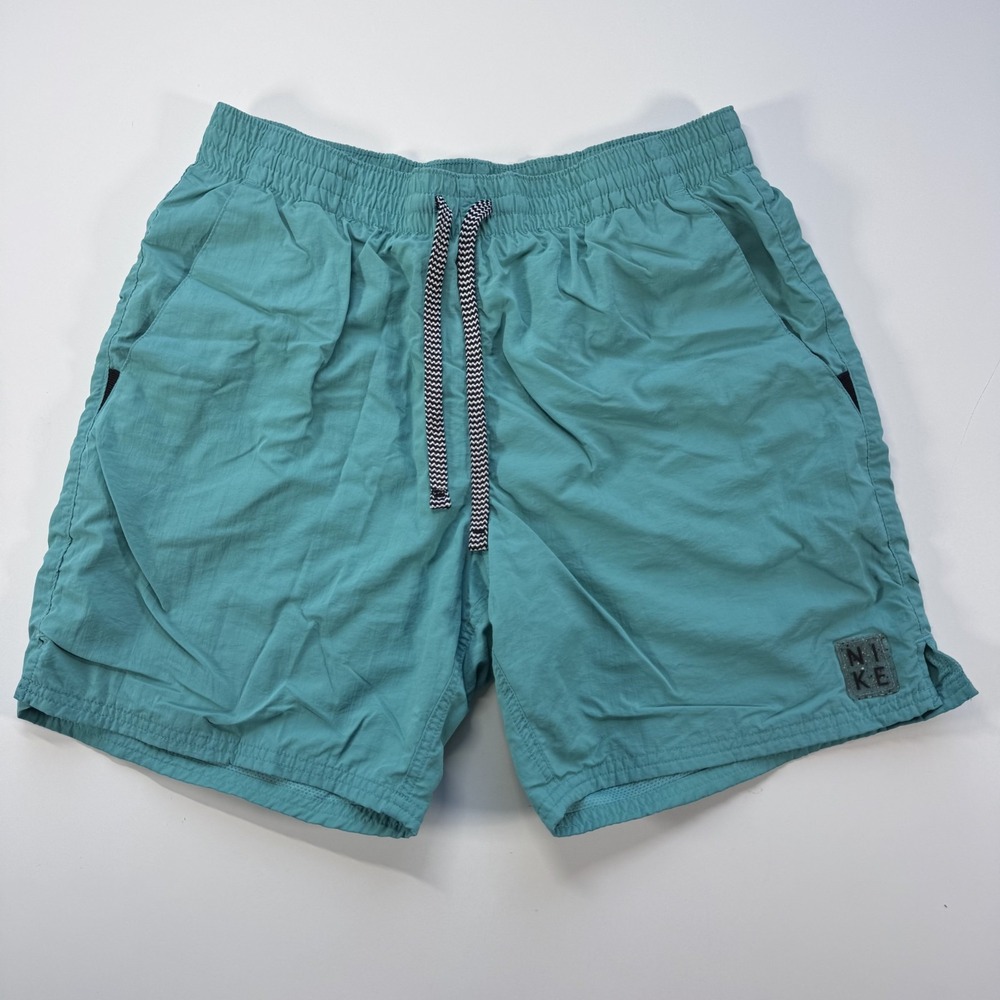 NIKE 6.5" Nylon Shorts Hybrid Swim Lined Mesh Pockets Teal Green Mens Medium